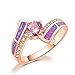 CiNily Rose Gold Plated Created Pink Fire Opal Pink Topaz Zircon Rings for Women Gemstone Ring Size 8