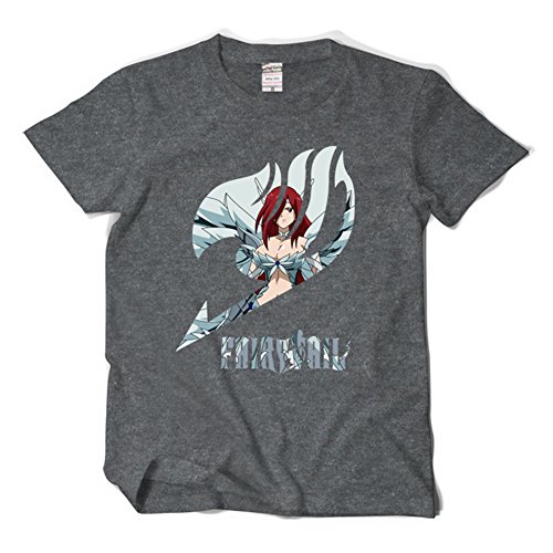 Erza Scarlet Fairy Tail T-shirt Grey Fashion Cosplay Happy Yohe