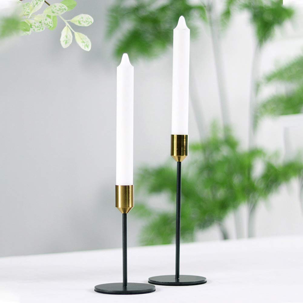 2 Pack Metal Candlestick Holder Vintage Taper Candle Holder Single-head Candle Stand Anti-skid Black Candle Stick Holder Table Centerpieces Decoration for Wedding Valentine Housewarming Birthday