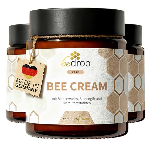 bedrop Bee Cream Bienengiftsalbe hochdosiert (kühlend & wärmend) - Bienengiftcreme mit Bienenwachs & 8 Kräuterextrakten u.a. Aloe Vera, Ringelblume, E