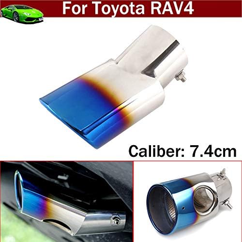 Car Extension Pipes Exhaust Pipe Trim Muffler Rear Tail Pipe Tip Tailpipe Car End Tipe Blue Color for RAV4 2014 2015 2016 2017 2018 2019 2020 (just for curved pipe)