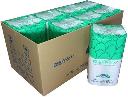 Amazon 森を守ろう トイレットペーパー シングル ５５m １２ロール ８パック入り 全９６ロール 牧製紙 株 トイレットペーパー
