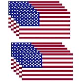 10 Pack American Flag Stickers - Made of 3M Vinyl - USA Patriotic Stickers - Bubble-Free Adhesive - Dishwasher Safe