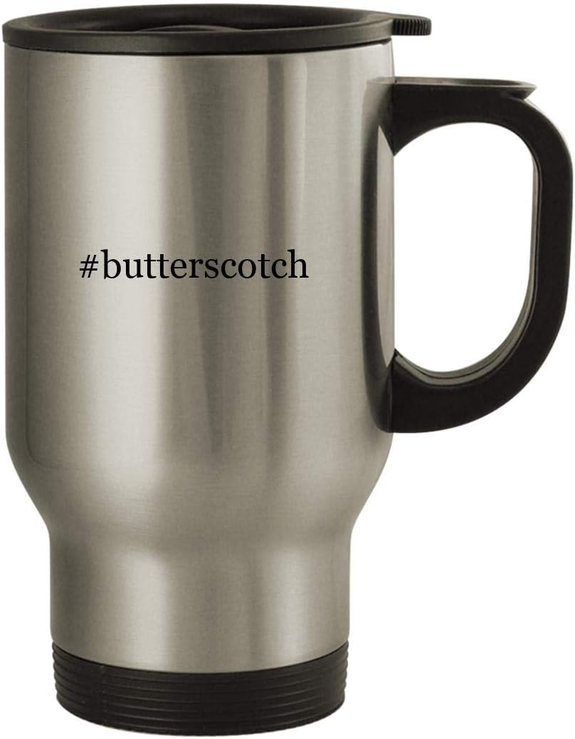 #butterscotch - Stainless Steel Hashtag 14oz Travel Mug, Silver