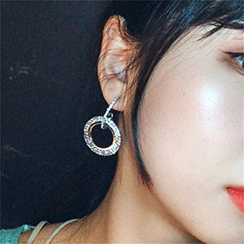 Clearance Deal! Hot Sale! Earring, Fitfulvan 2018 Women Jewelry Rhinestone Austria Crystal Pendant Hoop Earring (Silver-1) - Thumbnail 2