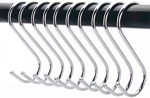 CHMY 10 set S Hooks Stainless Steel Hanging Hooks for Bathroom, Bedroom, Garage, Office and Kitchen