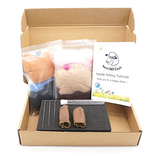 Artec360 Dachshund and Pug Dogs Needle Felting Kits for Beginners with Enough Tool Kits Height 3.5" (2 Pack)