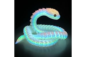 SGYYSG 30 Inch 3D Printed Snake - Movable Articulated Snake, Perfect 3D Printed Animals for Educational Toys! Must-Have Toys for Kids and Collectors, Home Office Executive Desk Decor (Noctilucent Rainbow)