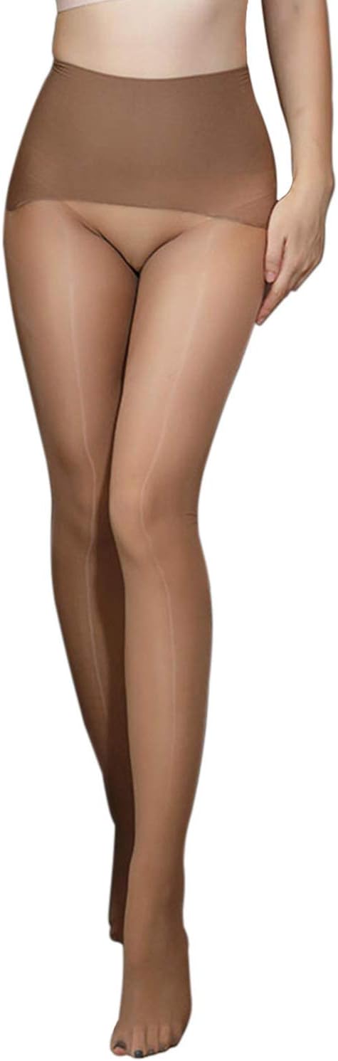 Metelam Womens High Waist Glossy Seamless Pantyhose Stretchy Shape Stockings
