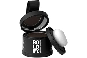BOLDIFY Hairline Powder - Water-Resistant Root Touch Up Hair Color for Gray Coverage - 24-Hour Stain-Proof, Mess-Free Hair Powder for Thinning Hair - Dark Brown