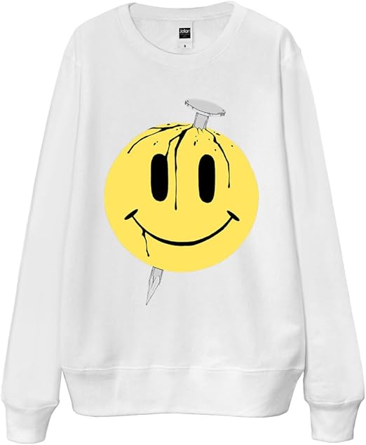 Amazon ノーブランド品 困ったスマイルマーク キッズ スウェット 130cm ホワイト トレーナー パーカー 通販