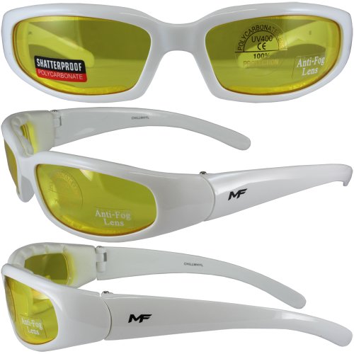 MotoFrames MF Chill Padded Motorcycle Sunglasses White Frames Yellow Lenses
