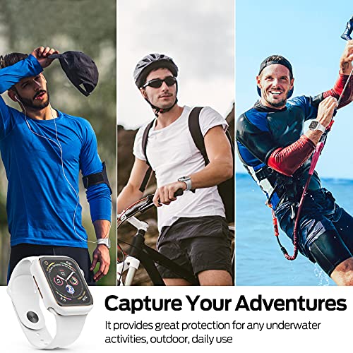 [3 Pack] AISIBY IP68 Waterproof Shockproof Bumper Cover Built-in Screen Protector, Compatible with Apple Watch Series 6/5/4/SE 44mm Case with Tempered Glass Coverage HD Ultra-Thin Unbreakable Cover