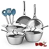 LovoIn-11-Piece-Non-Stick-Cookware-SetPot-Pan-SetHammered-Marble-Kitchenware-SetGray LovoIn 5 Piece Non-Stick Cookware Set,Pot & Pan Set,Hammered Marble Kitchenware Set,Gray1