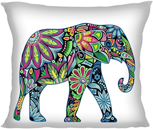 Hakoba Rich Multicolor Embroidered Elephant with 160 Thousand Stitches Cushion cover / Pillow Case Extreme Hi-End Quality. ( Size 45 x 45 CM - Pack of 2 )