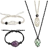 VNVETYTO 4 PCS Crystal Cage Necklace and Bracelet Cord Holder Empty Stone Holder Replacement Hand-Woven Cord with Adjustable Length(Style 10)