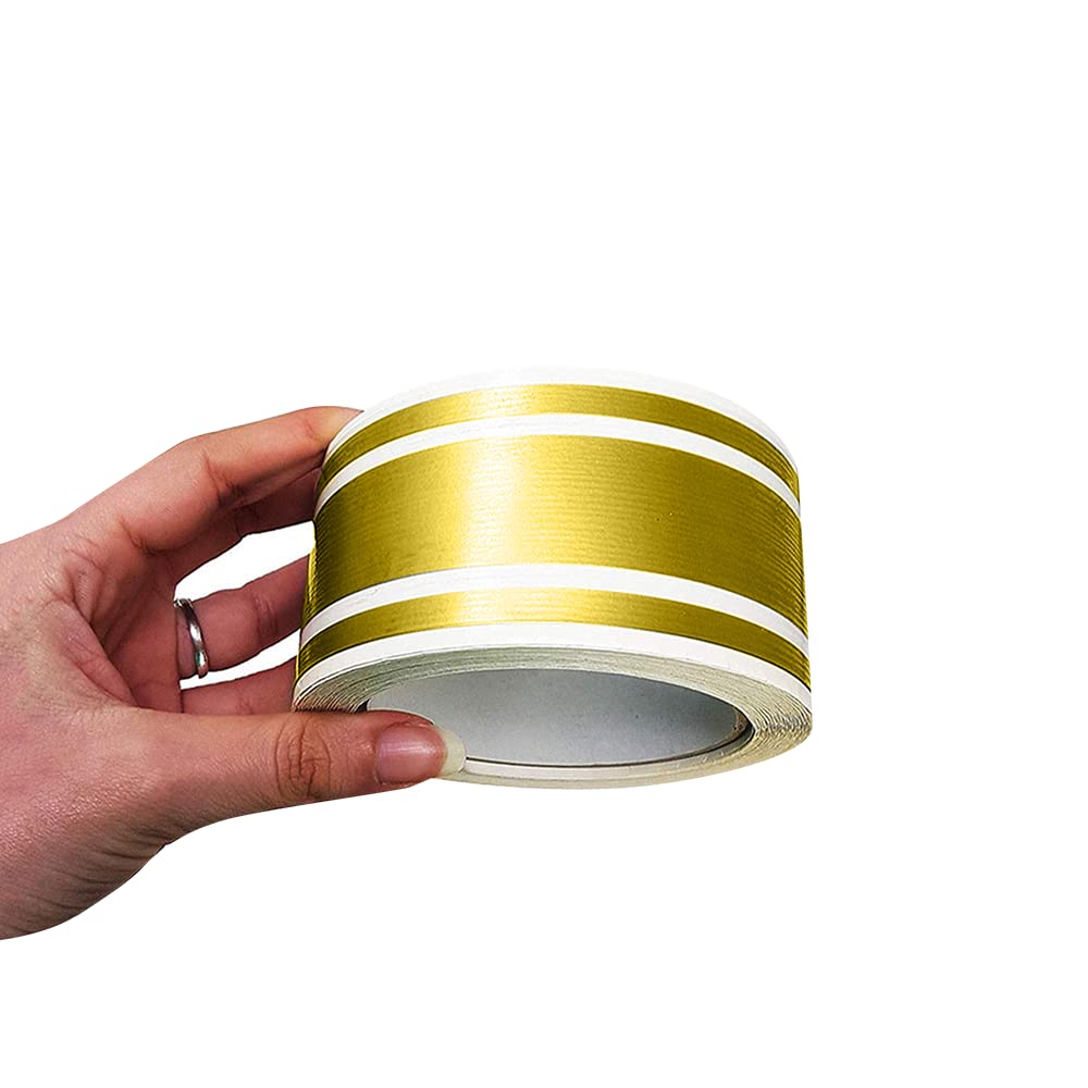 4R Quattroerre.it 10530 Trim Stripes Triple Adhesive Strips for Cars, Gold, 50 mm x 10 mt