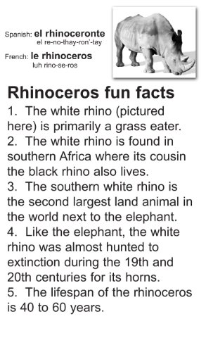 Animal Flash Cards with Fun Facts with Spanish and French Translations for each Animal By Flash of Brilliance