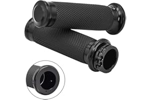 Benlari 1inch Handlebar Grips, Cable Throttle Hand Grips, Non-Slip Rubber Motorcycle Handgrips Fit for Harley Davidson Touring Dyna Softail Sportster 883 1200, Black