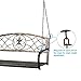 Yaheetech Iron Porch Swing Hanging Bench Chair Patio Bench Outdoor Swing Glider Chair Outdoor Funiture Fleur-De-Lis Design