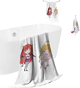 Genhequnan Anime Microfiber Bath Towel Sets Extra Large Angel Girl with ...
