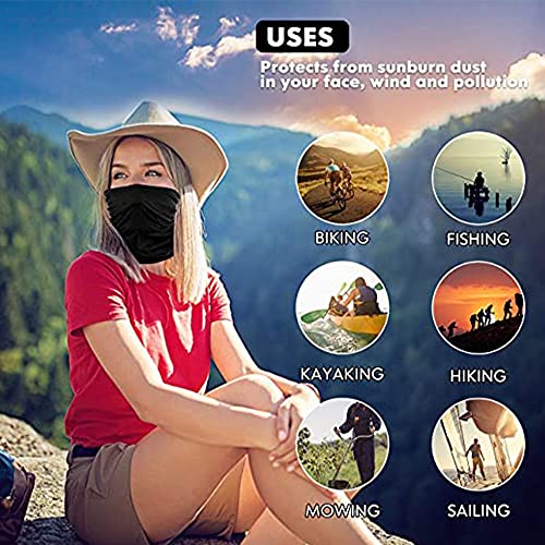 Bandana Neck Gaiters Multifunction Headwear Elastic Tube Scarf Face Shield Headband Snood UV Resistence for Outdoors Sports 2 PCS Black & Blue