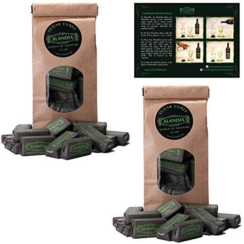 Absinth Zucker von ALANDIA | 2X Zuckerwürfel in wiederverschlieÃbarem Beutel | 1X Trinkanleitung