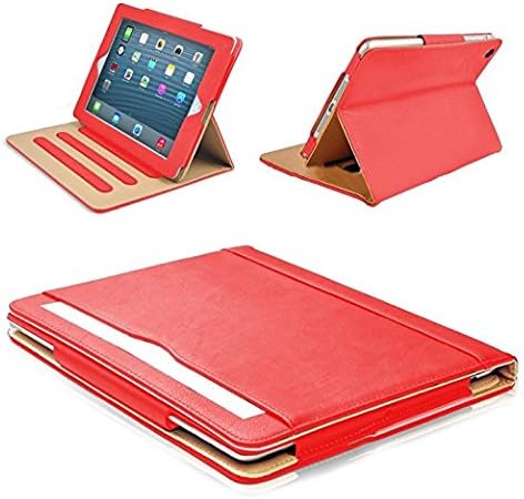 MOFRED® Red & Tan Apple iPad Executive Leather Case for Apple iPad 9.7" (For 2017, 2018 and 2019 Versions)- Voted by 'The Daily Telegraph' as #1 iPad Case! (iPad Models A1822, A1823, A1893, A1954)