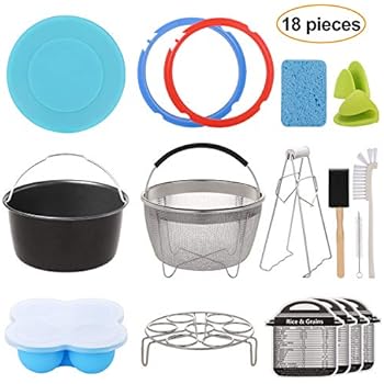 Aozita 18-Piece Mini 3 Quart Accessories for Instant Pot Accessories 3 Qt Only, Steamer Basket, Egg Steam Rack, Egg Bites Mold, Silicone Lid, Cheat Sheets, Mini Mitts, Dish Clip, Cleaning Set