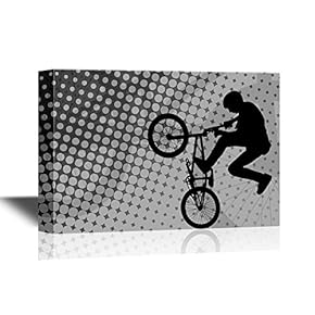 Extreme Sport Canvas Wall Art - Young Man Doing Bike Tricks - Gallery Wrap Modern Home Art | Ready to Hang - 12x18 inches