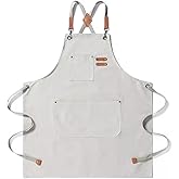 Tosewever Canvas Cross Back Chef Cotton Aprons for Men Women with Large Pockets