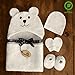Bimboly Extra Soft Baby Bamboo & Cotton Hooded Towel + Bonus Bath Set | Antibacterial and Hypoallergenic | Keeps Baby Dry and Warm | Sized for Infant and Toddler | Baby shower Gift | Ivory