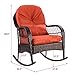 Tangkula Wicker Rocking Chair Outdoor Porch Garden Lawn Deck Wicker Rocker Patio Furniture w/Cushion (Colourful Cushion)