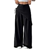 Verdusa Women's Wide Leg Bow Tie Wrap Pants Casual Work Dress Pants