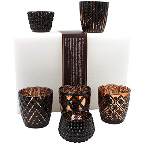 Votive Candle Holders Set of 6 Vintage Style Mercury Glass Candle