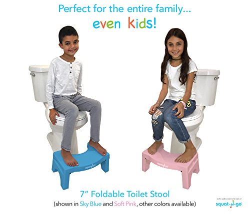 Squat N Go 7" Folding Squatting Stool | The Only Foldable Toilet Stool | Convenient and Compact - Great for Travel | Fits All Toilets, Folds for Easy Storage, Use in Any Bathroom | Blue Color |
