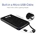 11000mAh Portable Charger Power Bank with built in cable External Battery Charger Ultra Slim Design with 2 USB Ports for iPhone7 Plus 6s 6 Plus iPad Samsung Galaxy and More