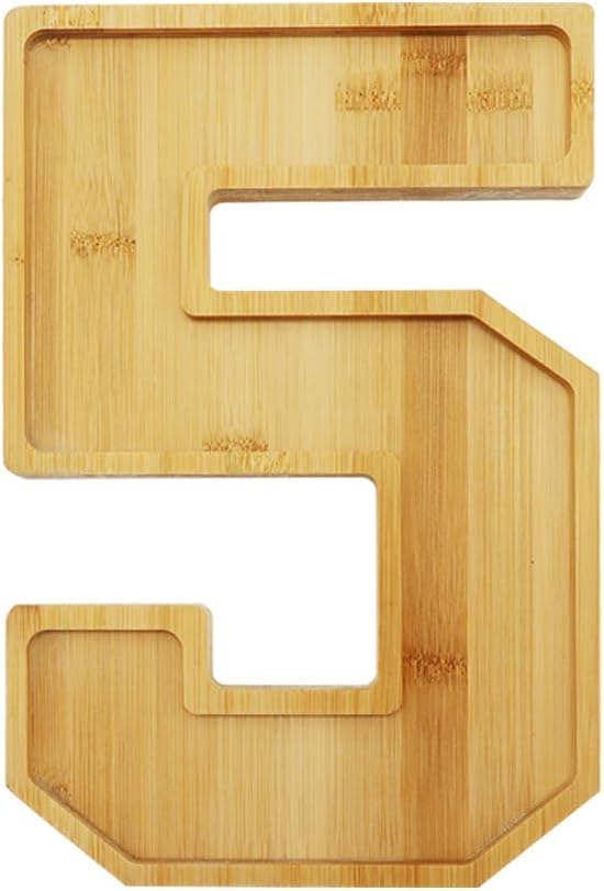 Photo 1 of 15.8'' Bamboo Wooden Number Charcuterie Board Box, Fillable Number 5 Serving Tray, Wood Charcuterie Boards for Fruit Cheese Platter Vegetable Food Dish Plates, Anniversary Birthday Party Decoration