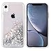 WORLDMOM for iPhone XR Case, Double Layer Design Bling Flowing Liquid Floating Sparkle Colorful Glitter Waterfall TPU Protective Phone Case, Silver