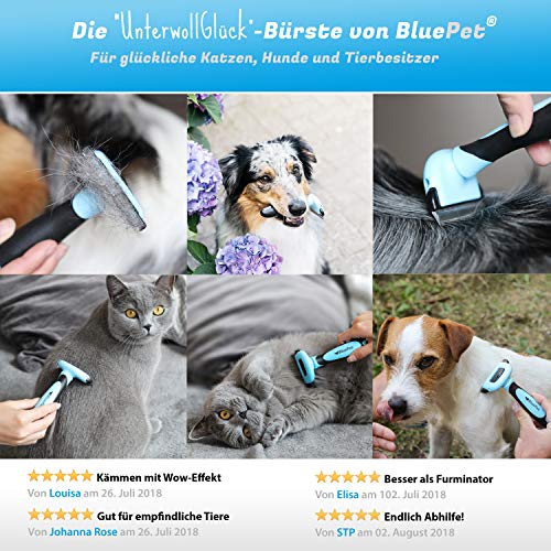 BluePet-UnterwollGlck-selbstreinigende-deShedding-Katzenbrste-Hundebrste-Entfernung-der-Unterwolle-60mm