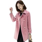 IDEALSANXUN Womens Fall Winter Wool Coats Peacoat Double Breasted Trench Coats