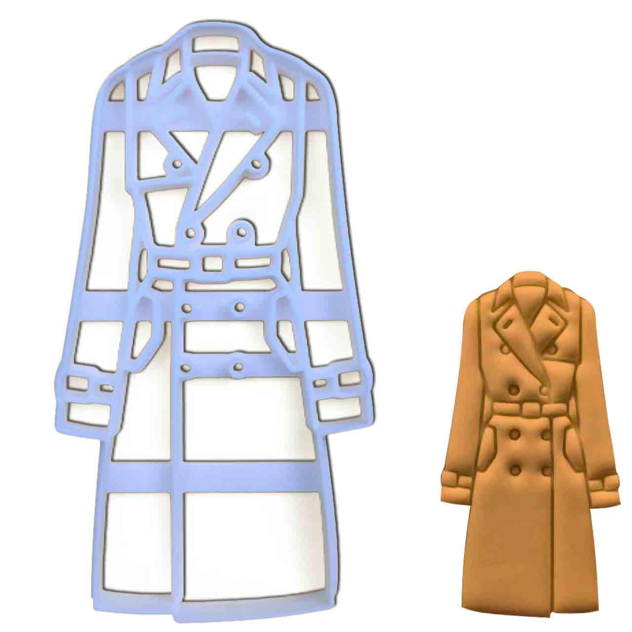 BAKERLOGY Trenchcoat Cookie Cutter - Detailed Biscuit Cutter Design for Baking and Crafts, Ideal on Fondant, Dough, Clay