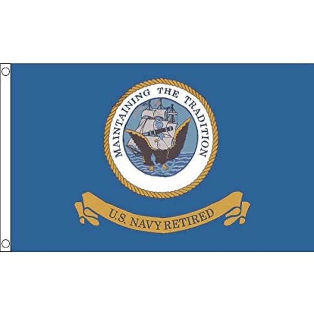 AZ FLAG - Usa Navy Retired Flag - 3x5 Ft - 100D Polyester American Army Banner with Two Metal Grommets - Fade Resistant - Vivid Colors - 3' x 5' Feet - 150x90 Cm