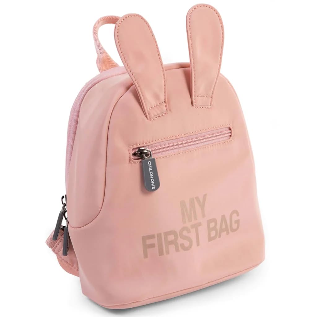 CHILDHOME, Baby Backpack, School, Kindergarten, Nursery, Two Compartments, Lunchbag/Bottle Capacity, Removable Safety Buckle, Waterproof, My First Bag, Pink and Copper