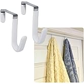 Evelots Over The Door Hooks - 2 Pack - Hangers for Clothes, Towel, Coats, Hats, Handbags - Made of Rubber Coated Steel - Closet, Bathroom, Office