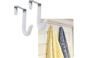 Evelots Over The Door Hooks - 2 Pack - Hangers for Clothes, Towel, Coats, Hats, Handbags - Made of Rubber Coated Steel - Closet, Bathroom, Office