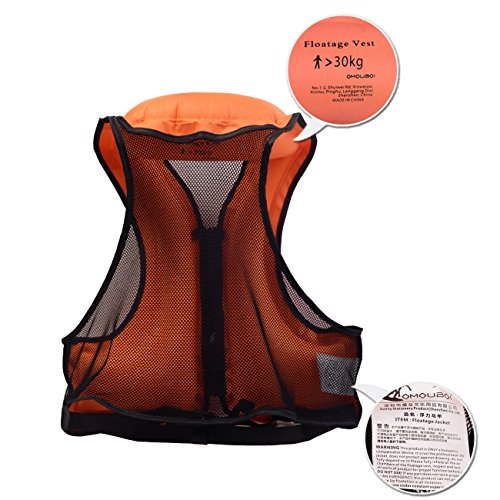 Life Jacket Adult Inflatable Swim Vest For Snorkeling By OMOUBOI,Suitable For 80-220lbs - Thumbnail 3