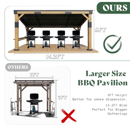 AMERLIFE 10x14 Grill Gazebo Review: Wood Frame BBQ Pavilion with Steel Roof image 28