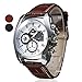 Soleasy New Men's Silver Case PU Leather Band Quartz Analog Wrist Watch WTH1009