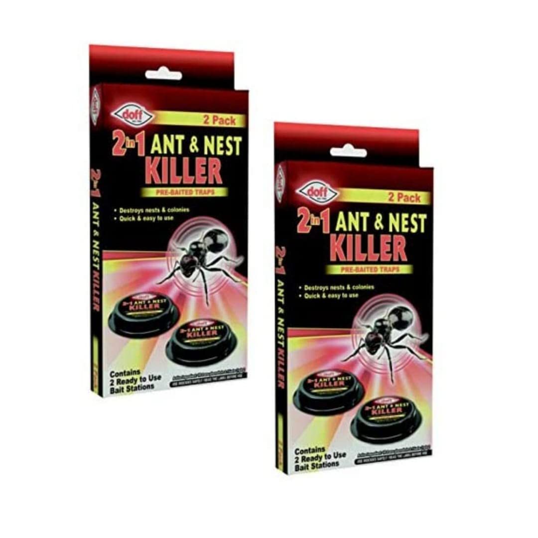 2 X Doff Ant Bait Station Twin Pack with a Thank You Sticker - Ant and Nest Killer -Pre- Baited Traps 2 in 1 Ant and Nest Killer-Strongest Ant Control System- Ant Traps used Indoors & Outdoors